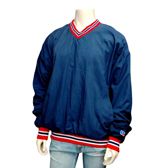 Russell Athletics Pullover Water Resistant Windbreaker Size XL Blue / Red Trims - Picture 1 of 10